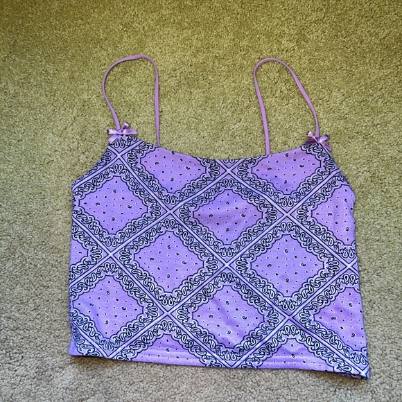 Pacsun Purple Bandana Print Tank Top with bows - Picture 1 of 2